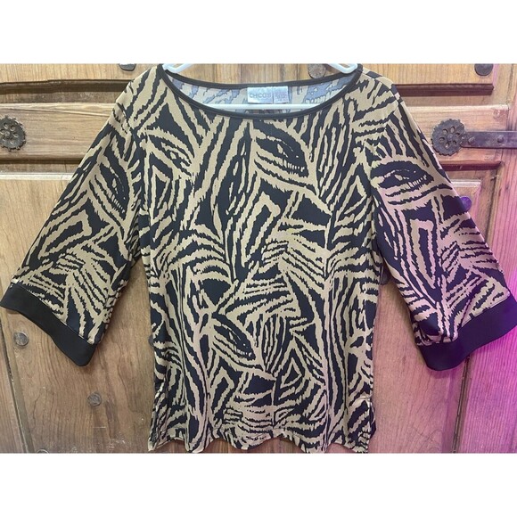 CHICO'S Animal Print Stretchy Pull over Tunic Sz 2 - Picture 1 of 4